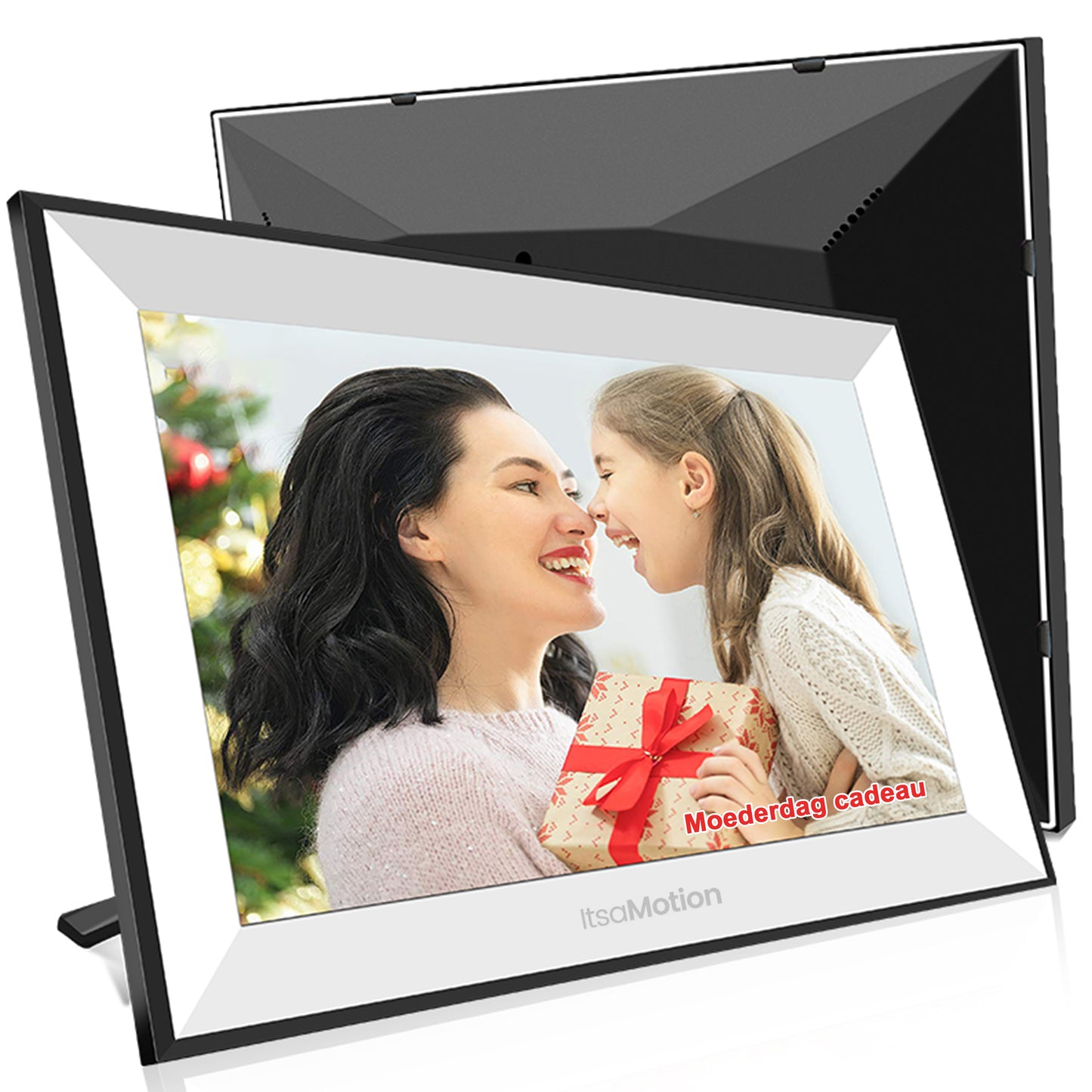 ItsaMotion DF334 – Digitale Fotolijst 10.1 inch | Wit met smalle, afneembare zwarte rand | WiFi & Touchscreen | Frameo App | IPS Touchscreen | 32GB