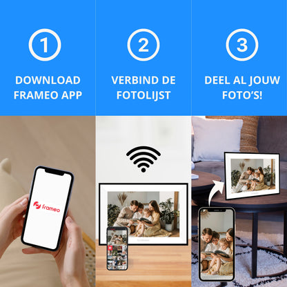 ItsaMotion DF334 – Digitale Fotolijst 10.1 inch | Wit met smalle, afneembare zwarte rand | WiFi & Touchscreen | Frameo App | IPS Touchscreen | 32GB
