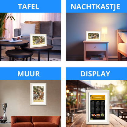ItsaMotion DF335 – Digitale Fotolijst 10.1 inch | Wit Houtlook | WiFi & Touchscreen | Frameo App | IPS Touchscreen | 32GB