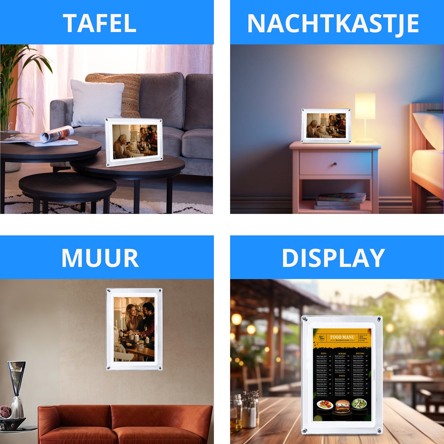 ItsaMotion DF340 – Digitale Fotolijst Transparant Glaslook (10.1 inch, Frameo, 32GB, IPS-Touchscreen)