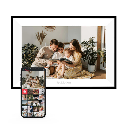ItsaMotion DF334 – Digitale Fotolijst 10.1 inch | Wit met smalle, afneembare zwarte rand | WiFi & Touchscreen | Frameo App | IPS Touchscreen | 32GB