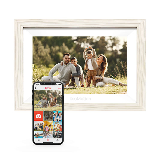 ItsaMotion DF335 – Digitale Fotolijst 10.1 inch | Wit Houtlook | WiFi & Touchscreen | Frameo App | IPS Touchscreen | 32GB