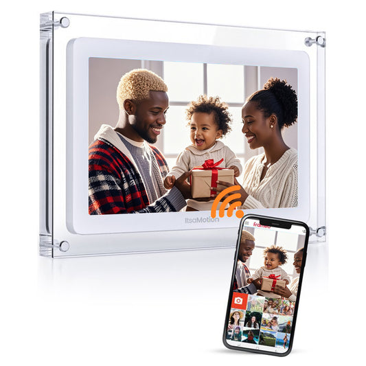 ItsaMotion DF340 – Digitale Fotolijst Transparant Glaslook (10.1 inch, Frameo, 32GB, IPS-Touchscreen)